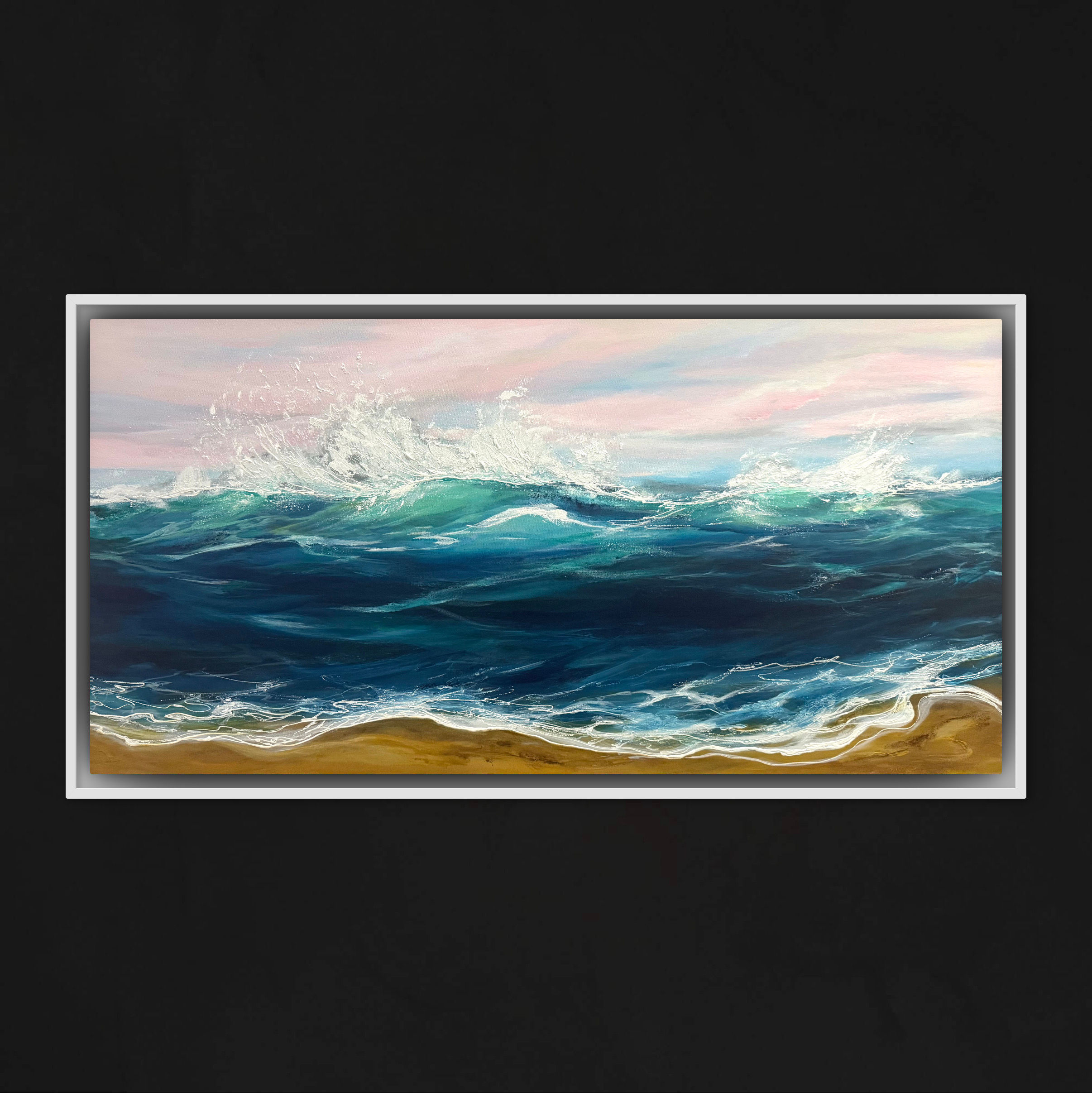 Emerald Waters , Mixed Media Painting 24”x48