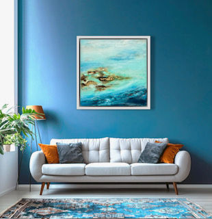 Thumbnail: Calm Waters 30x30 Mixed Media Painting