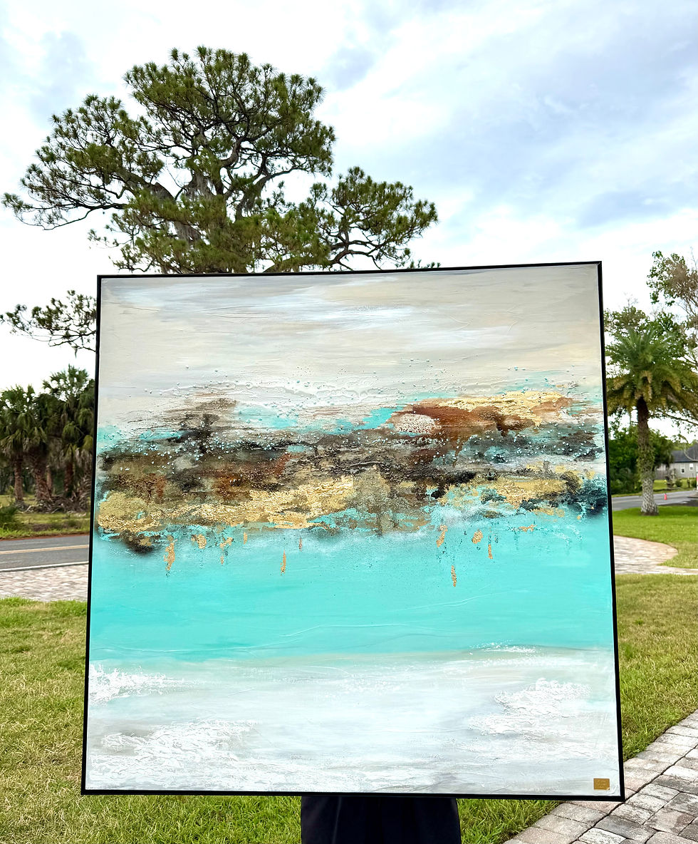 Thumbnail: Turquoise shoreline / Modern Coastal  Painting 