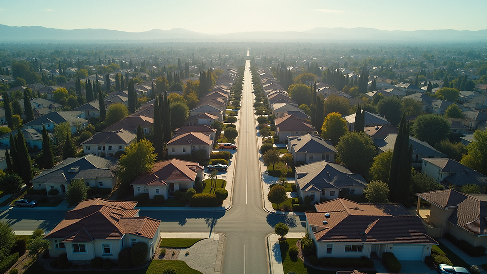 Aerial view of a neighborhood in California