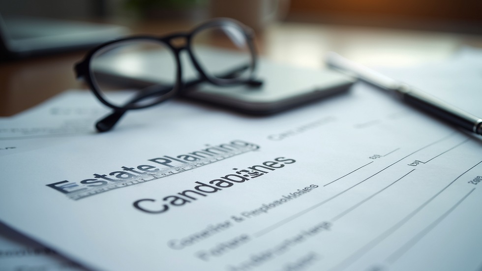 Close-up view of estate planning documents on a desk