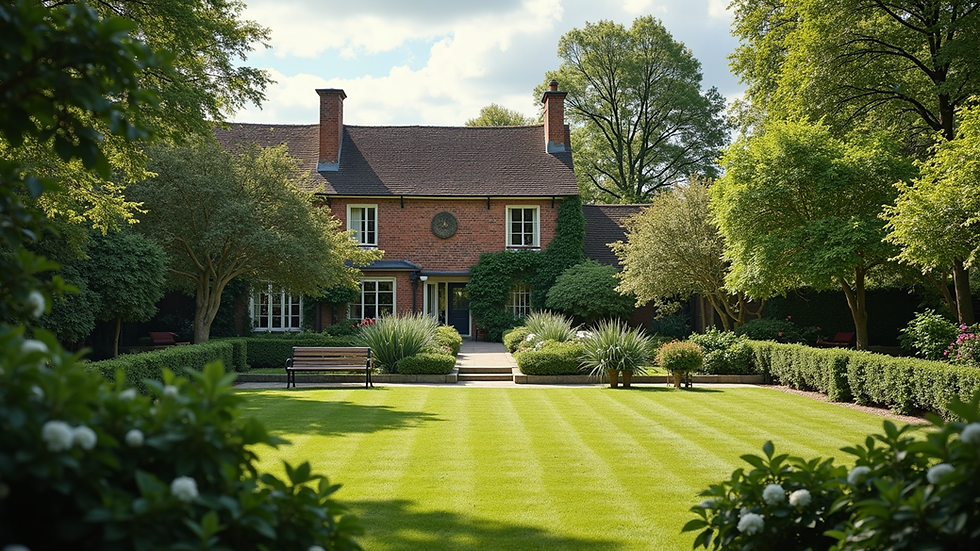 Wide angle view of a peaceful garden representing legacy and planning