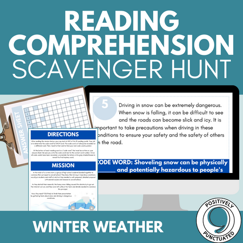 Winter Weather Reading Comprehension Scavenger Hunt | Middle & High ...