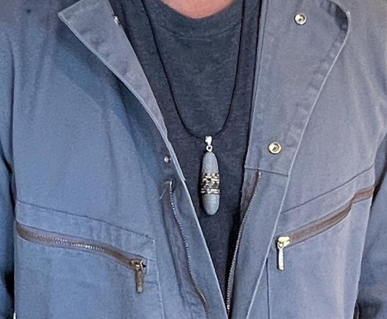 Thumbnail: Man Pendant!  Elongated Zen Pebble Wrappedrockz Necklace
