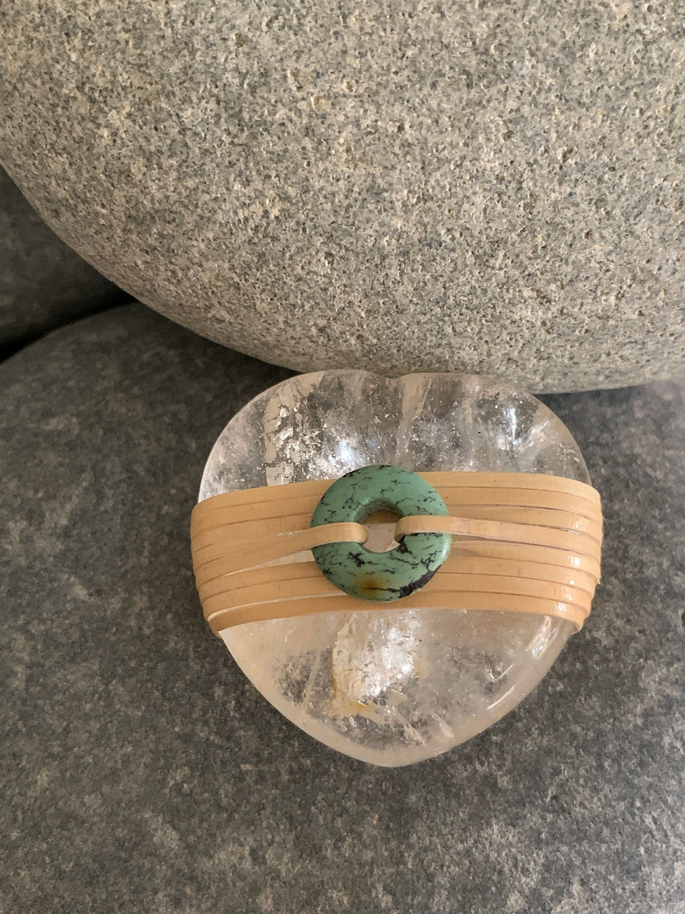Thumbnail: Quartz Heart Wrapped with Turquoise Bead - Clarity in Friendship & Love