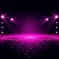 Pink neon glitter across a dark background with theatre lights with glitter falling like l