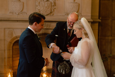 Traditional Scottish Quaich ceremony at an Achnagairn Castle wedding