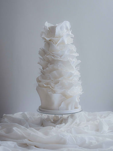Ruffle wedding cake delivered to Dunkeld House Hotel, Perthshire