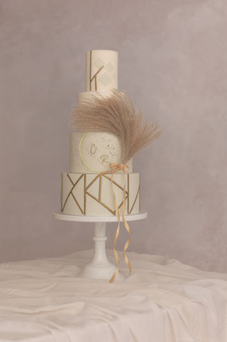 Boho geometric style wedding cake for a Perthshire wedding.