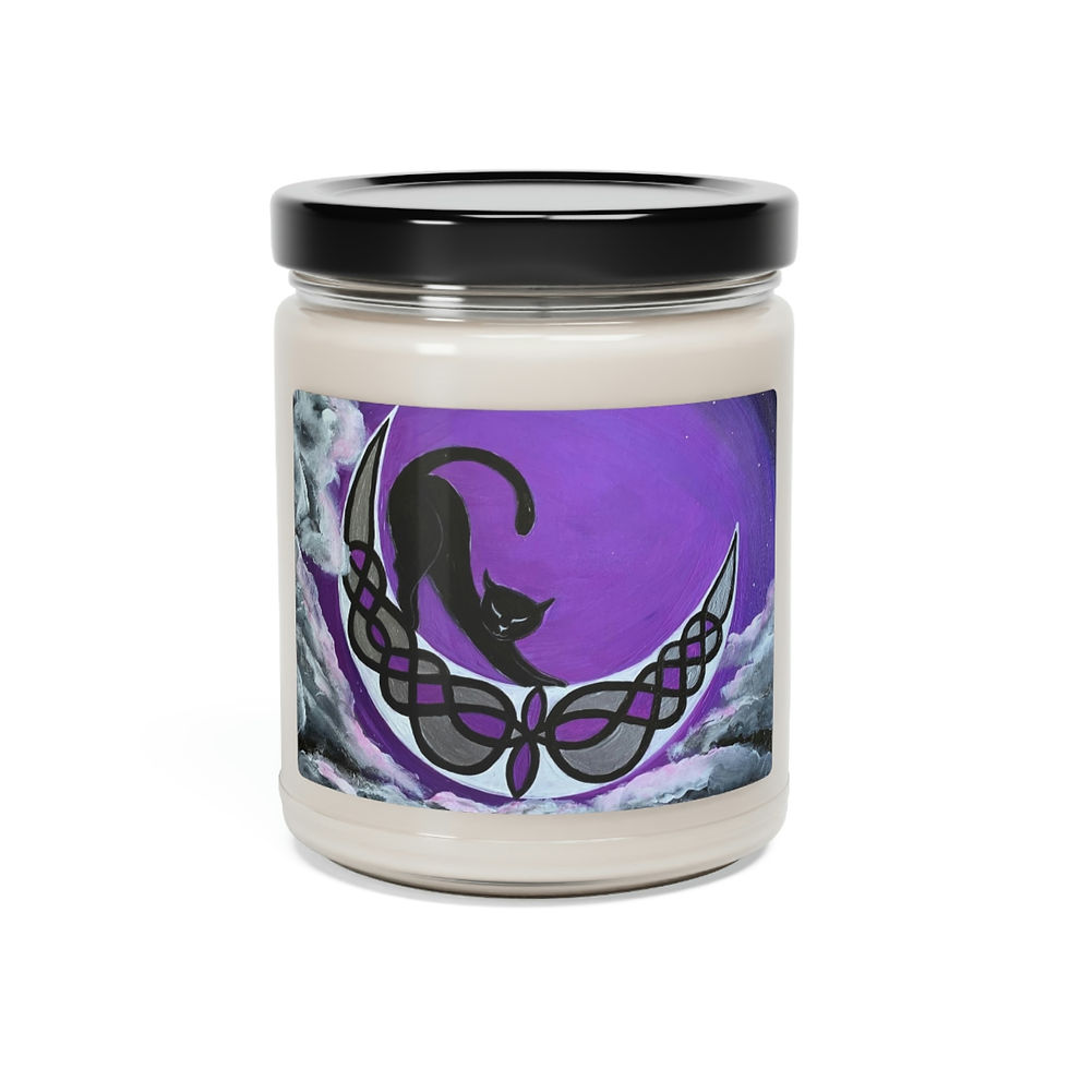 Thumbnail: Celtic Kitty by Jennifer Avilés Print on Scented Soy Candle, 9oz