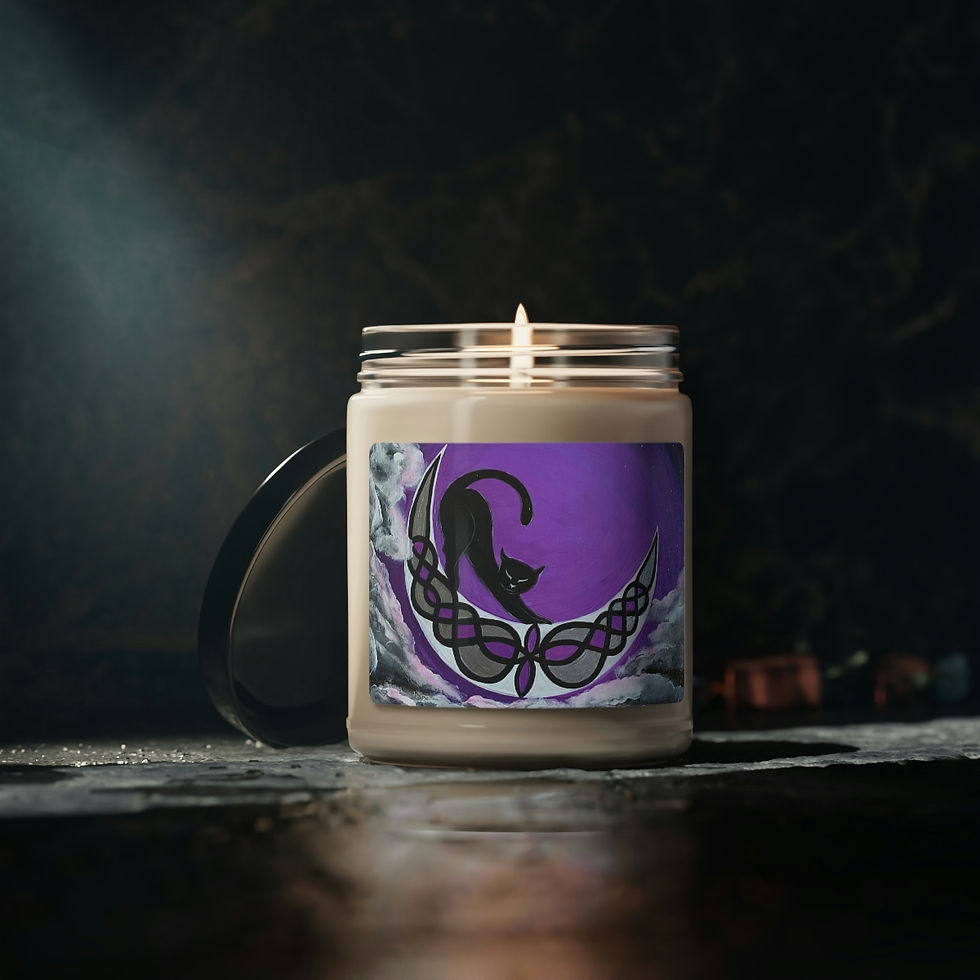 Thumbnail: Celtic Kitty by Jennifer Avilés Print on Scented Soy Candle, 9oz