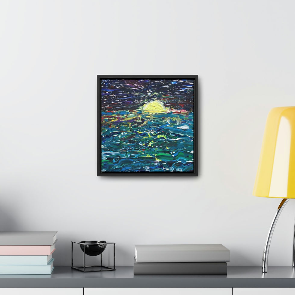 Thumbnail: Dancing Ocean Sun by Jennifer Avilés Print on Gallery Canvas Wraps, Square Frame