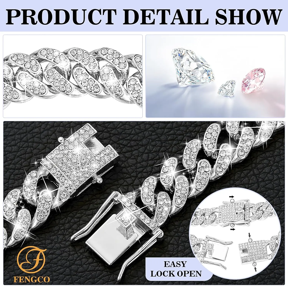 Thumbnail: Silver Dog Chain Collar Diamond Cuban Link Dog Collar 13Mm Wide Dog Necklace Met