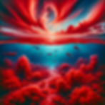 blood ocean and a blood sky