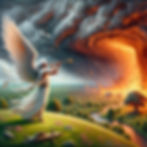 angel with trumpet, destruction of Earth
