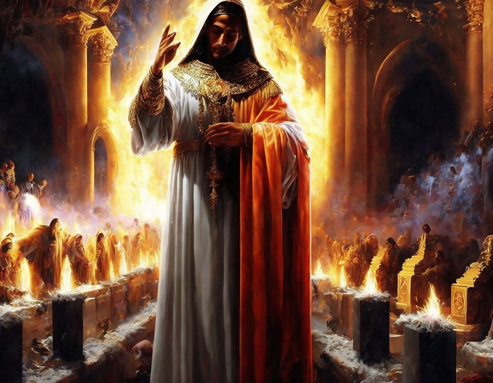 Messianic figure presiding over a ritual