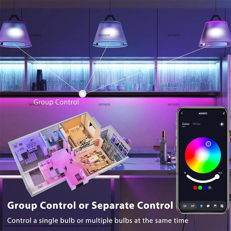 Miniatura: Tuya Bluetooth LED Bulb Dimmable 15W 18W E27 B22 220V RGBCW Color Change Lamps 