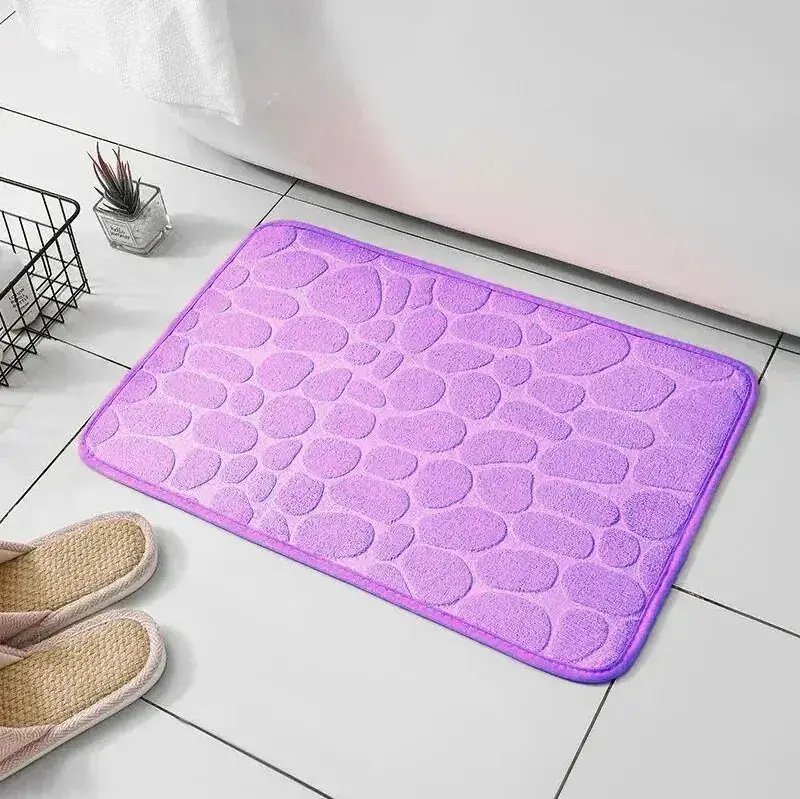Miniatura: 1pc Embossed Fiber Carpet, Bathroom Living Room Anti Slip Mat, Pebble Floor Mat,