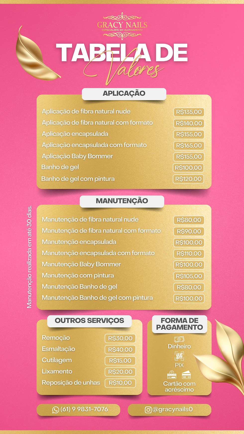 Tabela de Preços - Gracy Nails