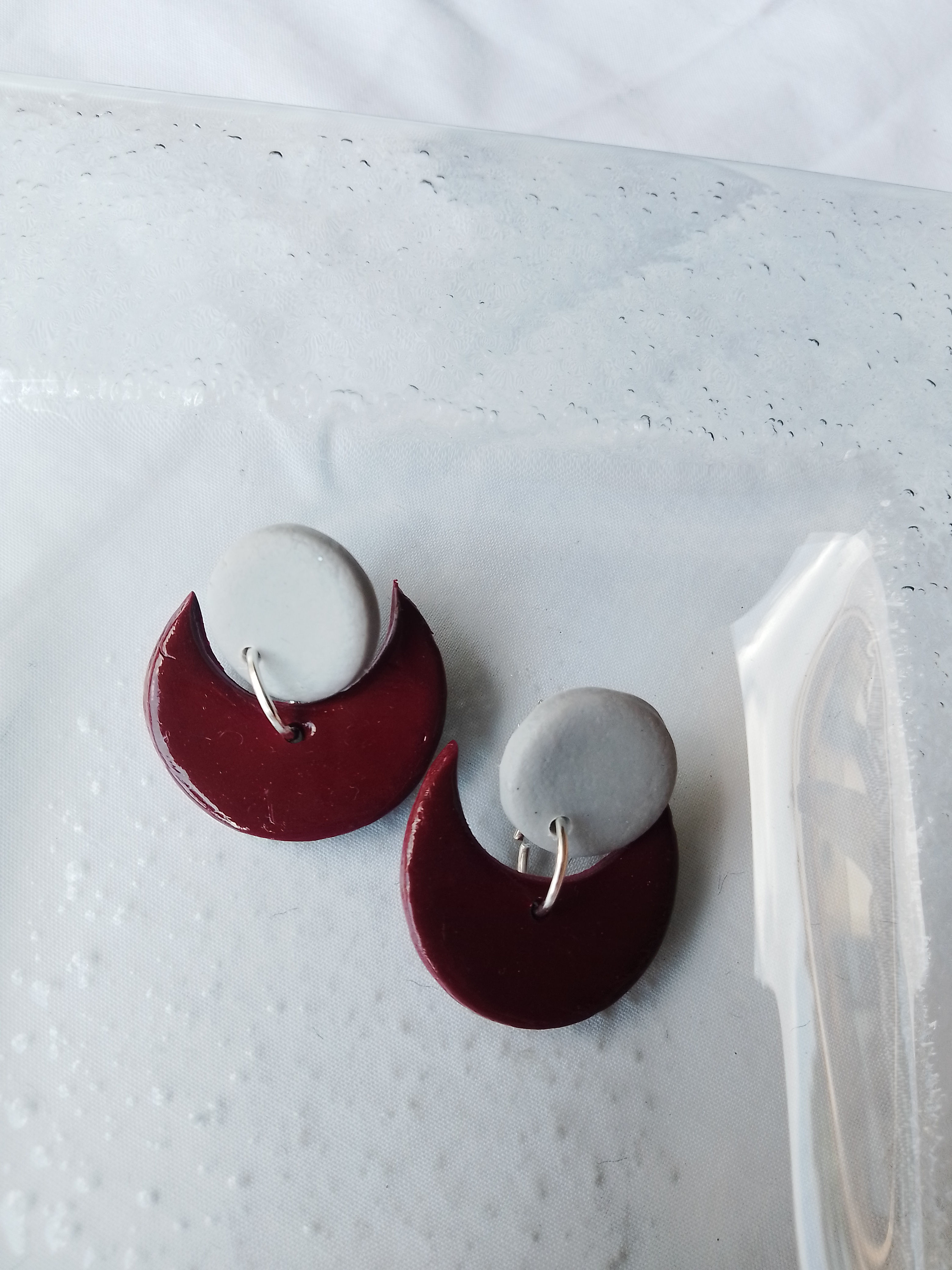Maroon and grey earrings