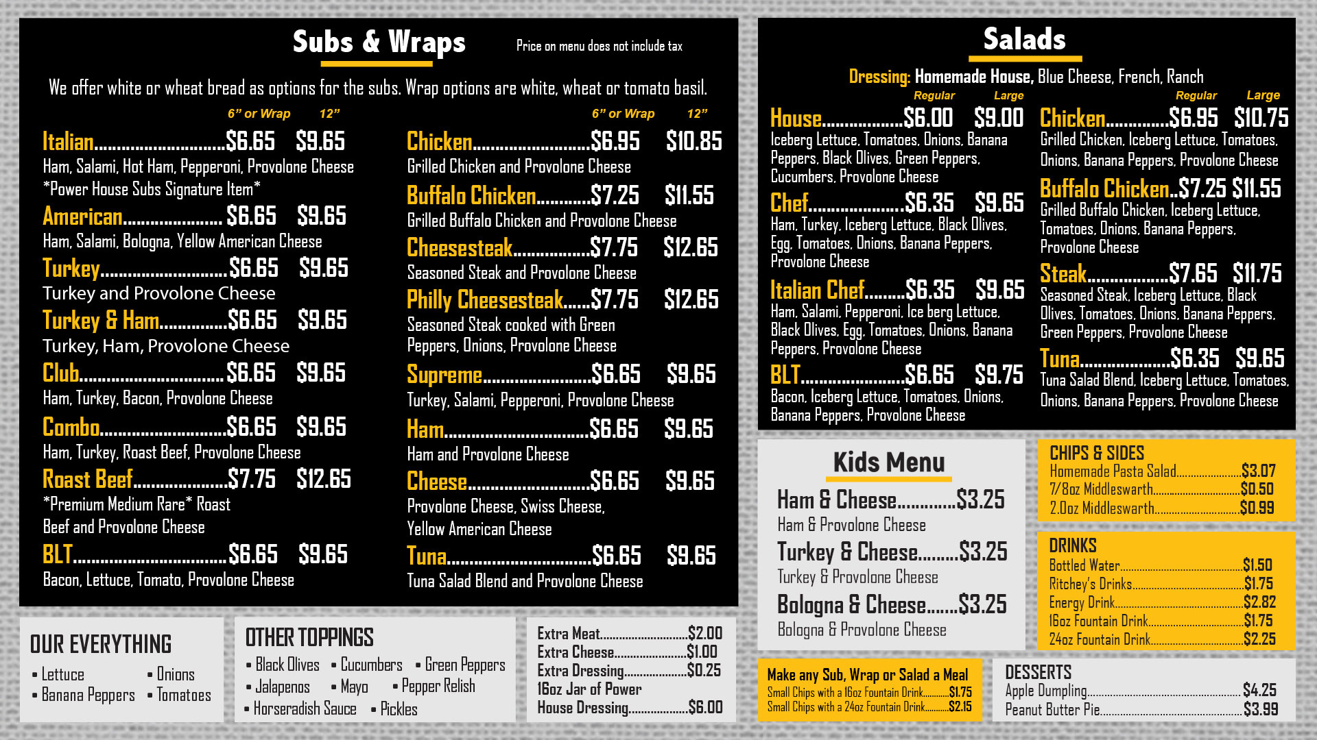 POWER HOUSE SUBS Sandwiches 1021 Pennsylvania Ave, Tyrone, PA