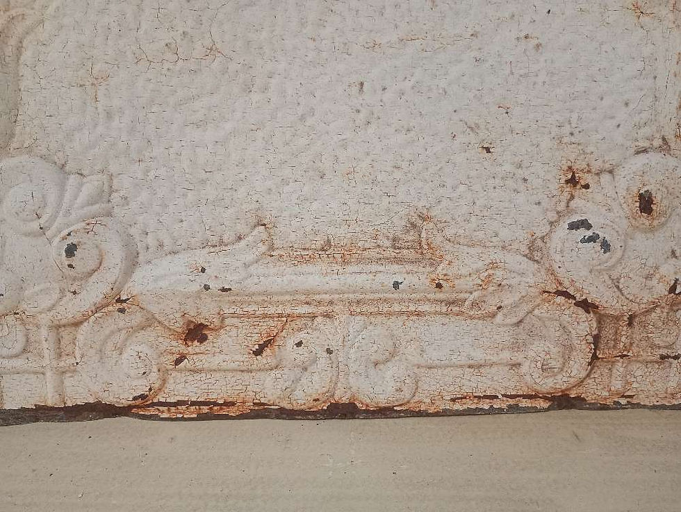 Thumbnail: Victorian pressed metal wall feature tin panel, chippy old paint. 