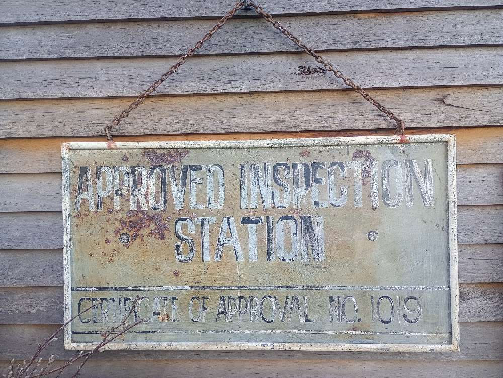 Large Industrial 1920's metal sign, with original  aged patina..