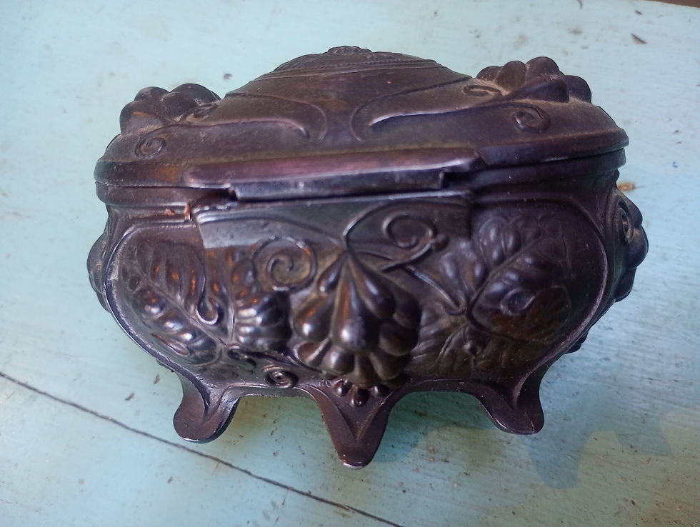 Thumbnail: French Antique metal trinket / ring box. 