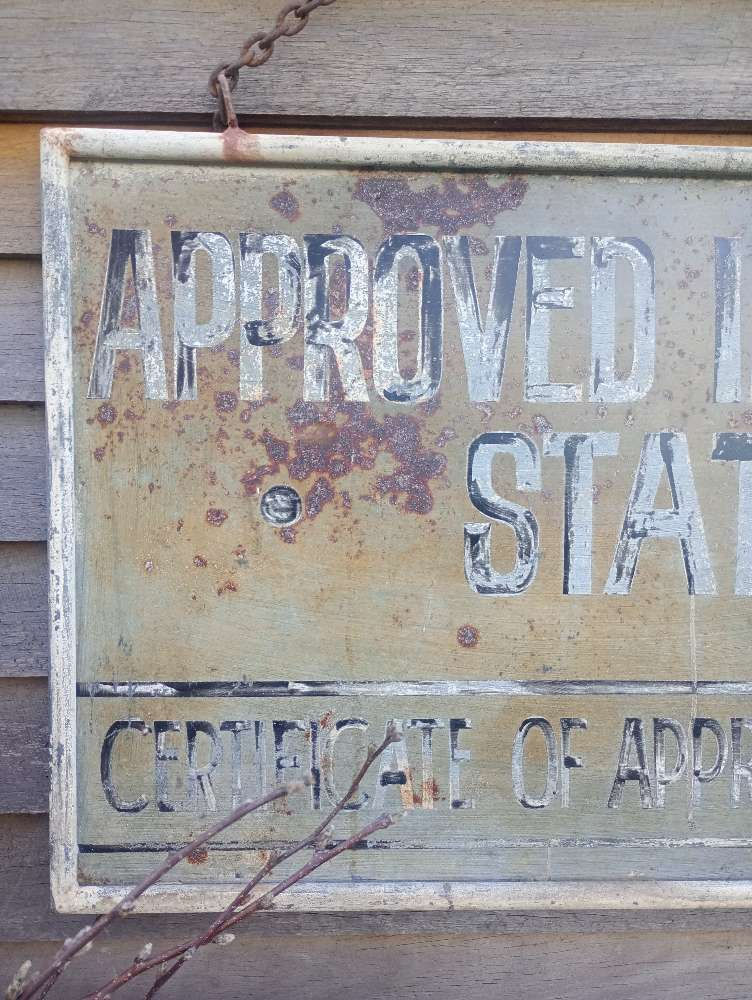 Thumbnail: Large Industrial 1920's metal sign, with original  aged patina..