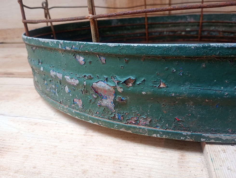 Thumbnail: Large domed hand made wire work Bird cage, with original galvanized tray. 