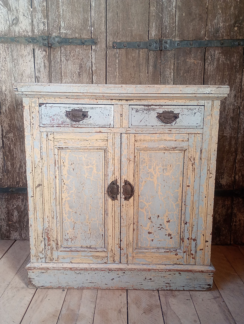 Thumbnail: Edwardian Kauri pine Farm house sideboard with old worn crackled paint