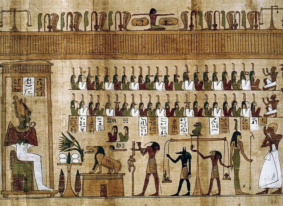 The Court of Righteousness in Duat, where Lord Asar now presides and the heart is weighed against the feather of Maat.