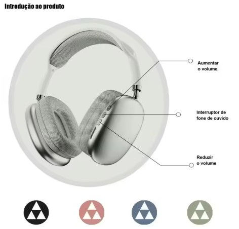 Miniatura: Fone de ouvido Bluetooth Sem Fio Headphone Bluetooth Recarregável P9 Air Top