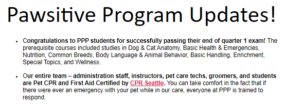 April 3, 2023 Newsletter: Pawsitive Program Updates!