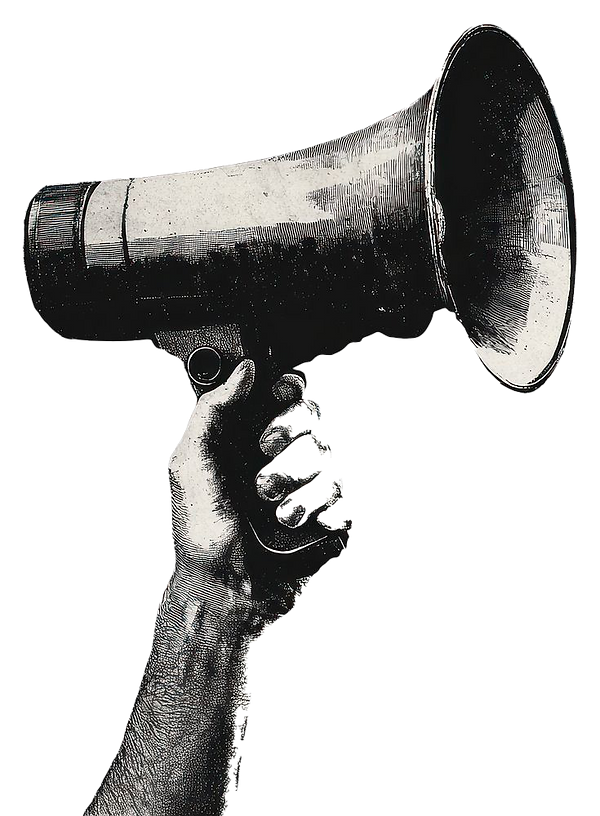 Download free png of PNG An isolated black and white hand carry megaphone illustration ret