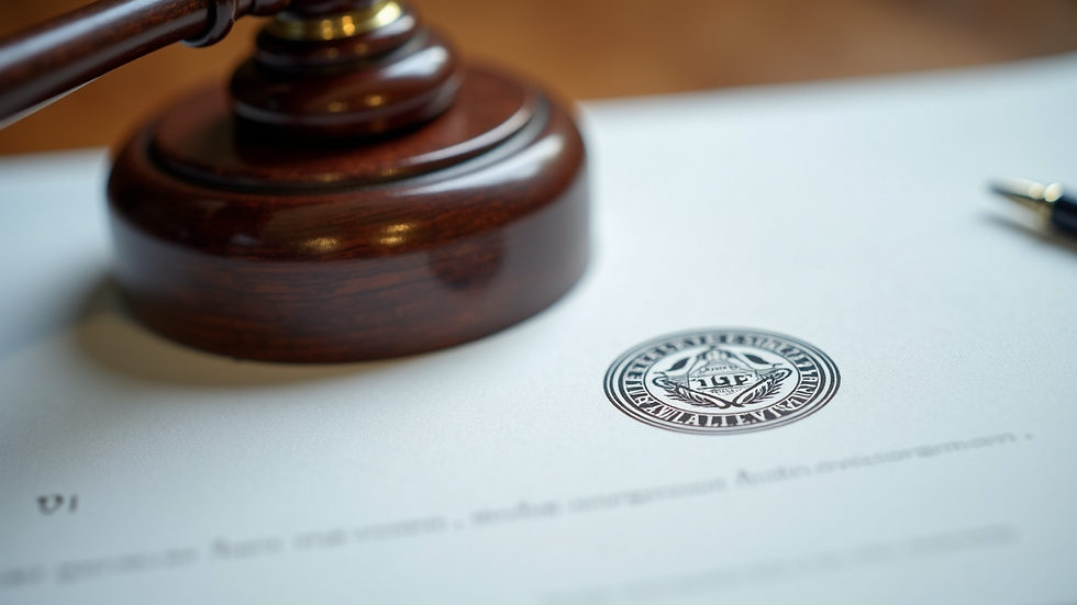 Close-up view of a notary stamp and seal on a legal document