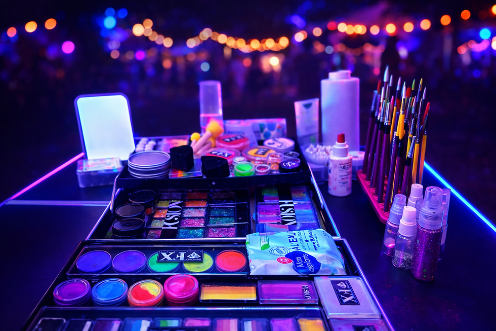 Stand maquillage bar à paillettes Glitter bar