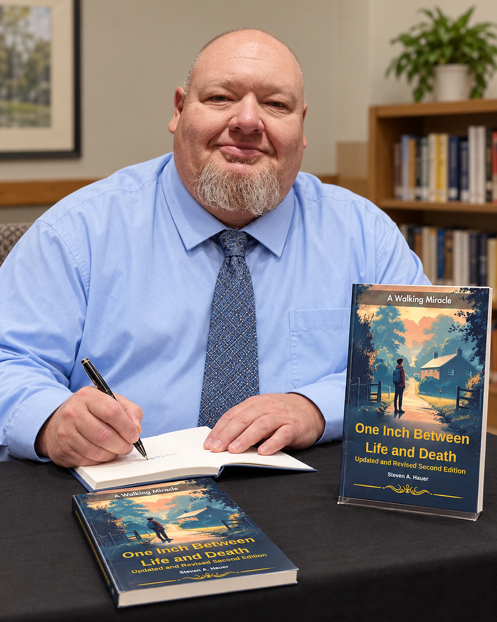 Steven A. Hauer signing his book The Path Between Life and Death