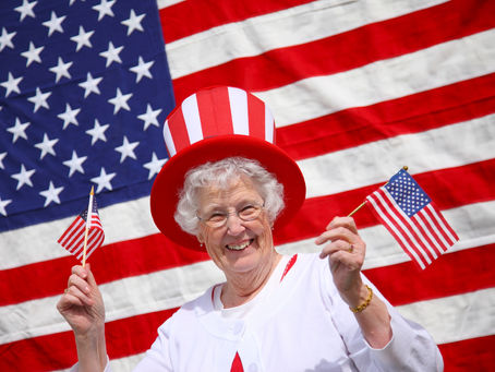 Patriotic senior woman during 4th of July