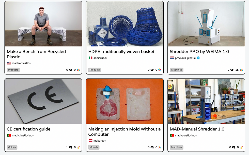 How to articles from Precious Plastics that upcycle plastics.