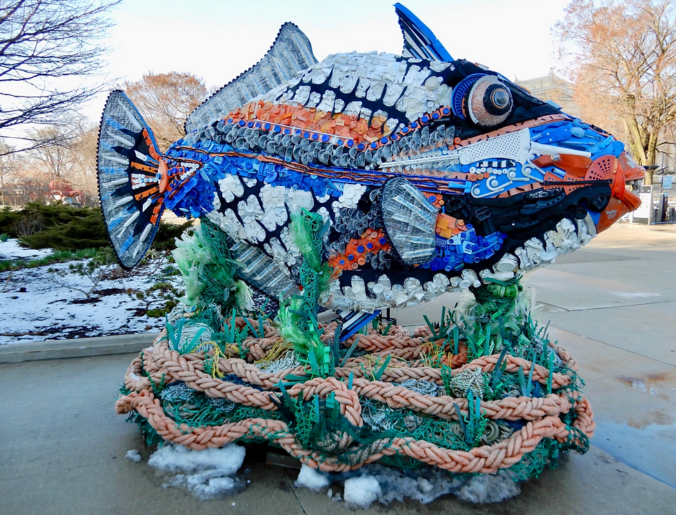 Washed Ashore art sculpture instillation made entirely out of upcycled plastics.