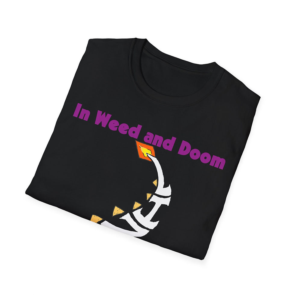 Thumbnail: "In Weed and Doom I Place My Trust" T-Shirt in Doom Purple Typeface