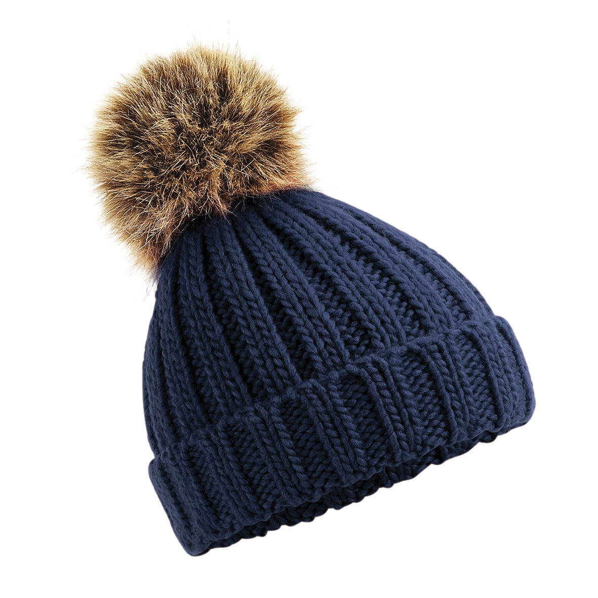 Chunky pom pom beanie