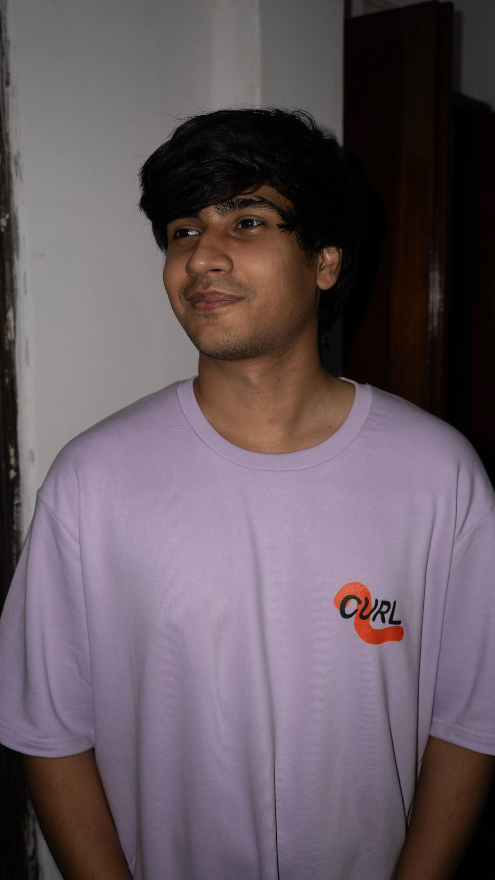 Curl Tee (Black & Lilac) - front