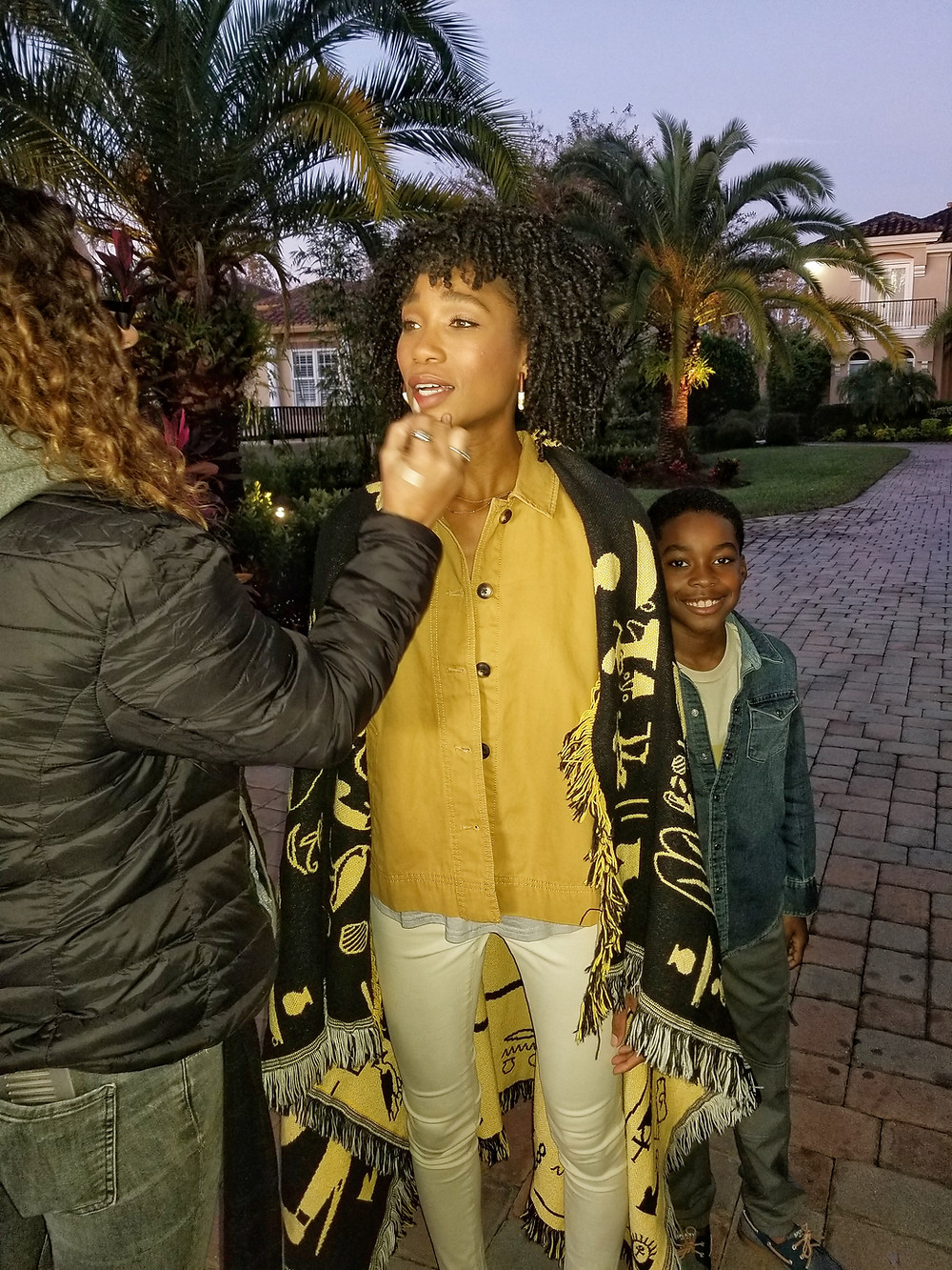 Modeling getting lipstick done
