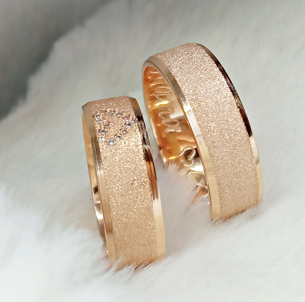 Miniatura: Par de aliança chanfrada em Ouro 18k Rose