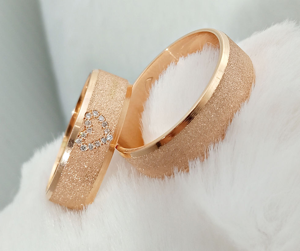 Par de aliança chanfrada em Ouro 18k Rose