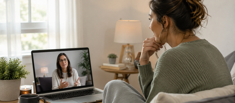 Example of an Ohio adult participating in an online trauma therapy appointment from home
