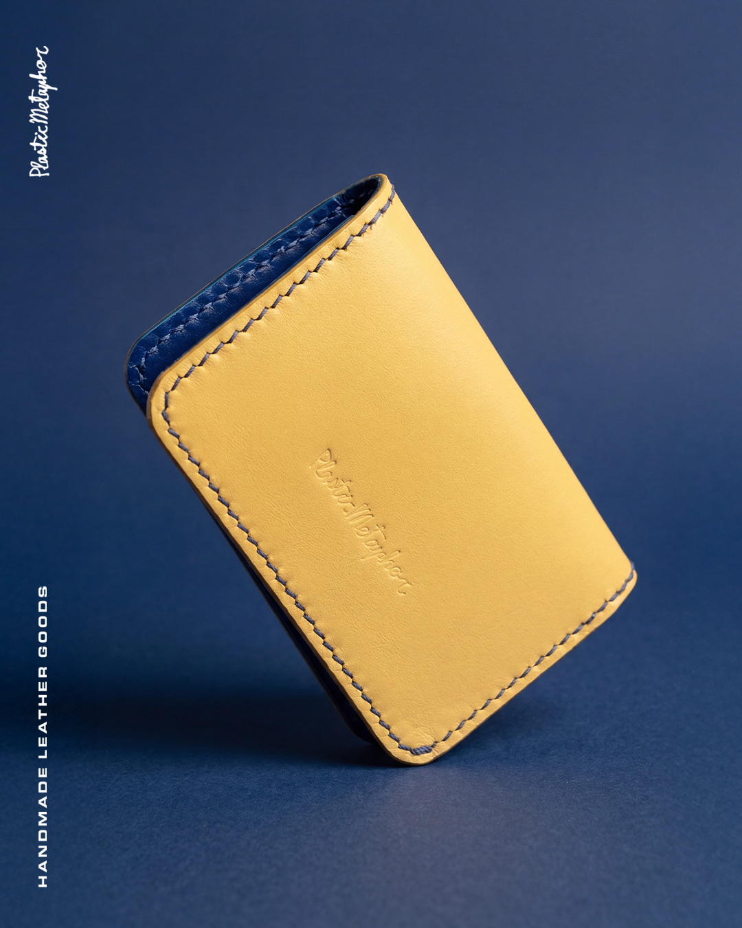 Wallet two compartments Yellow + Navy