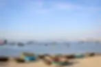 My Khe Beach in September, calm blue sea, soft white sand, mild weather, and fewer crowds.